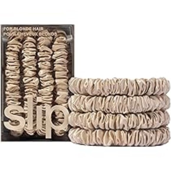 SLIP Skinny Blonde Pure Silk Scrunchie, Set of 4 - Picture 1 of 3
